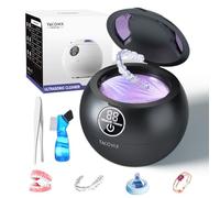 Nettoyeur de retenue dentaire à ultrasons 45 kHz avec 3 modes et minuteur numérique pour le nettoyage des prothèses, garde de nuit, aligneur, appareil dentaire, brosse à dents, bijoux noir