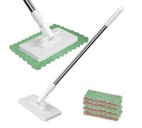 Nettoyeur de Sol À Poussière | Ensemble de 4 Lingettes Réutilisables | Balai Amovible avec Système de Pression | Support pour Lingettes avec Retrait Unique | Idéal pour Appartements, Bureaux, Salles
