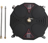 nettoyeur de surface de 18 pouces ? rupture de pression 3600psi en acier inoxydable avec 4 roues et 2 tiges d'extension pour l'allée Sidewalk Patio Noir