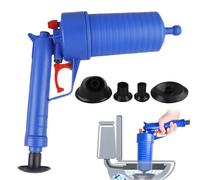 Nettoyeur de tuyau à air comprimé, 3,5 bar de pression avec 4 adaptateurs en caoutchouc, pompe de débouchage, pompe de nettoyage de tuyau à air comprimé pour les obstructions de tuyau pour WC, douche