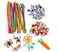 Nettoyeur De Tuyaux, 500 Pièces, Bricolage, Fabrication D'ornements, Projets Scolaires, Yeux Google, Chenille, Pompons D'art Pour Enfants, Ensemble De Fournitures Artisanales