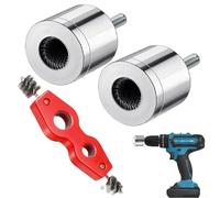 Nettoyeur de tuyaux en cuivre pour perceuse 15 + 22 mm - Brosse métallique avec poignée hexagonale et brosse de nettoyage de batterie 4 en 1 pour préparation de soudage sanitaire (15 mm + 22 mm)