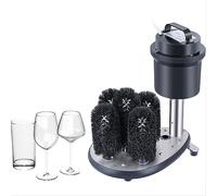 Nettoyeur de verre électrique avec base aspirante, 5 brosses de nettoyage, nettoyage à 360 degrés, protection contre la surchauffe pour une utilisation efficace dans les bars et les restaurants