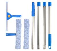 Nettoyeur de vitres 1,5 m avec manche long, raclettes fenêtre 35 et 38 cm, kit nettoyage professionnel verre, douche et porte