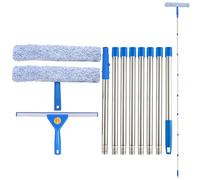Nettoyeur de vitres de 3 m avec long manche, raclette de fenêtre de 35 cm et raclette de 38 cm en kit combiné, kit de nettoyage professionnel pour vitres en verre, douche et porte en verre