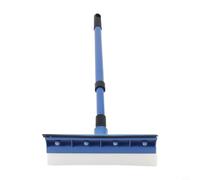 Nettoyeur de vitres télescopique 2 en 1 avec brosse éponge et raclette, poignée réglable de 50 à 75 cm, tête de nettoyage de 19 cm de large pour verre à battant, utilisation à la maison et au jardin