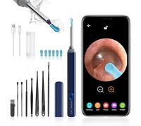 Nettoyeur d'oreille Morelax 1080P WiFi, Otoscope étanche IP67 avec caméra 360°, Endoscope auriculaire avec 6 LED pour iPhone, Android, iPad, adultes, enfants et animaux domestiques (Azure)