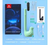 Nettoyeur D'oreille,Outil De Nettoyage Pour Enlever La Cire,Otoscope Sans Fil De Haute Précision,Rechargeable De Type C,Avec Mini Caméra Et Lumière Led,Endoscope Pour Enfant,Pour - Type Green Set