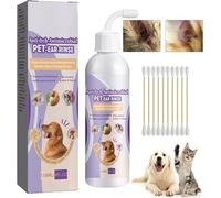 Nettoyeur d'oreille pour animaux de compagnie - Traitement des infections pour chiens et chats, solution de nettoyage des oreilles d'animaux de compagnie, nettoyant de cire d'oreille de chat, solution