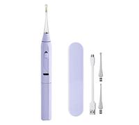 Nettoyeur D'oreilles de 16 Cm, avec Deux Têtes de Cure-oreilles de dureté Différente, avec écopes de Rechange et Câble USB, Lumière LED (violet)