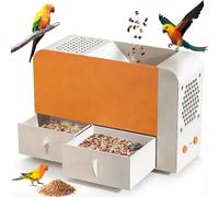 Nettoyeur Électrique de Graines d'oiseaux, Machine À Nettoyer Les Grains avec 2 Tiroirs Et Tiroir de Rangement de 10 Cm, 5 Vitesses de Vent, Rechargeable Et Lavable pour L'épluchage des Grains Orange