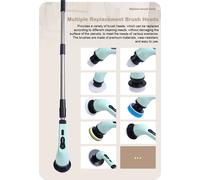 Nettoyeur électrique sans fil rechargeable Brosse à vaisselle automatique pour la cuisine Brosse à vaisselle pour la baignoire Outil de nettoyage professionnel pour les carreaux avec tige télescopique