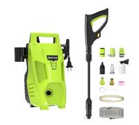 Nettoyeur haute pression 1100 W, 55 bar, 300 l/h, avec tuyau de 7 m, 12 pièces, kit d'accessoires, avec bouteille de savon, buse à mousse, pour voitures, clôtures, jardin, patios, piscine