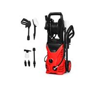 nettoyeur haute pression giantex 1400W 140Bar 300L/H avec 1 buse lotus et 1 buse haute pression, flexible 5 mètres rouge G