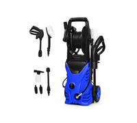 COSTWAY Nettoyeur Haute Pression 140Bar avec Tuyau Flexible 5M 300L/H,Accessoires Buse Lotus,Buse Haute Pression Pot de Savon Bleu