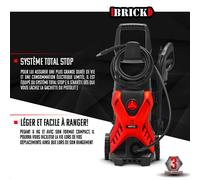 Nettoyeur haute pression 1700W - 135 bars sur roues - Brick