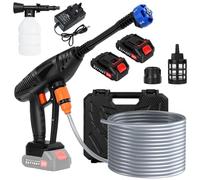 Nettoyeur Haute Pression, 35 Bar, 300W Nettoyeur Haute Pression sans Fil, Pistolet Haut Press on Portable avec 6-en-1 Multi-Usage Buse, 2 Batteries, Laveur Haute Pression Voiture Nettoyage
