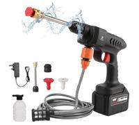Nettoyeur Haute Pression à Batterie, 60 Bar Pistolet Haute Pression sans Fil, Pistolet à Eau pour Lavage De Voiture avec Tuyau de 5M, Pulvérisateur de Mousse, pour Le Nettoyage et Arrosage