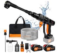 Nettoyeur Haute Pression à Batterie,652 PSI Nettoyeur Haute Pression sans Fil,2 x 4000mah Batteries,Pulvérisateur de Mousse, 6-en-1 Multi-Usage Buse et 180° Buse Pivotante,Nettoyage de Jardin