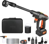 Nettoyeur haute pression à batterie-Nettoyeur à eau-Pistolet (250W 21V, 50bar)-Nettoyage mobile & arrosage-4L/min-Chargeur-Accessoires