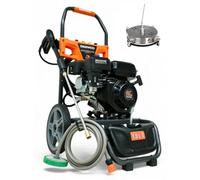 Nettoyeur haute pression à essence 207 bar | avec nettoyeur de surface et tuyau haute pression de 12 m | Nettoyeur de toit 7 CV avec tête de pompe en laiton | Nettoyeur haute pression professionnel |