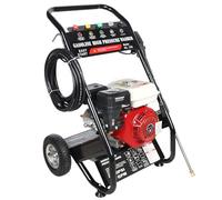 Nettoyeur haute pression à essence, 7,5 CV, nettoyeur de surface de jardin, machine de nettoyage à essence avec 5 buses et tuyau pour aspirer l'eau, y compris pour le nettoyage des sols, des plantes