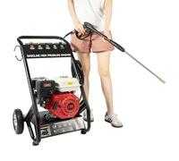 Nettoyeur haute pression à essence pour terrasse, moteur de 7,5 CV, max. 170 - 190 bars, inclut 5 buses sélectionnables, 3 tuyaux haute pression, réservoir d'huile moteur de 23,67 oz