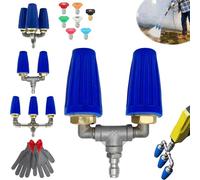 Nettoyeur haute pression à triple buse turbo, buse rotative à 360° 3 en 1, accessoires pour nettoyeur haute pression 4 000 PSI avec raccord rapide 1/4 pouce (Blue(Dual Head))