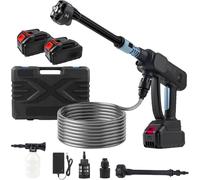 Nettoyeur haute pression avec batterie et chargeur, pistolet haute pression 24 V pour nettoyage et arrosage avec tuyau de 5 m et buses 6 en 1, pistolet à eau électrique pour voiture, maison, jardin (2