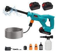 Nettoyeur haute pression de batterie, avec 2 batteries de 3000 mAh, compatible avec Makita 18 V, max 1,8 Mpa, nettoyeur haute pression portable pour voiture, maison, pelouse, jardin