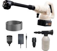 Nettoyeur haute pression, design sans fil, buse réglable, blanc 1 batterie