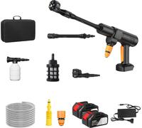 Nettoyeur haute pression, fonctionnement sans fil, capacité de nettoyage puissante, noir 2 pièces Batterie