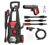 Lehmann Jukon Nettoyeur Haute Pression, 1600 W, Max. 200 Bar, Débit 480 l/h, Tuyau Haute Pression de 5 m, Pistolet, Lances et Une Lance à Mousse, Idéal pour Maison, Jardin et Voiture