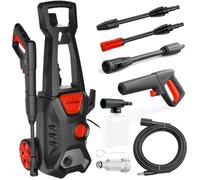 LEHMANN Jukon Nettoyeur Haute Pression, 1600 W, Max. 200 Bar, Débit 480 l/h, Tuyau 5 m, Pompe en Aluminium, Buse réglable & rotative, Lance à Mousse, Idéal pour Maison, Jardin, Terrasse, Voiture
