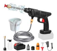 Nettoyeur Haute Pression, Nettoyeur Haute Pression sans Fil Nettoyeur Haute Pressions sur Batterie, 21v 6000mah, Tuyau de 5M, Pistolet Haute Pression pour Lavage et Arrosage de Voiture (1 Batterie)