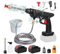 Nettoyeur Haute Pression, Nettoyeur Haute Pression sur Batterie, Nettoyeur Haute Pression sans Fil avec 2 Batteries et Tuyau de 5M, Pistolet Haute Pression pour Lavage et Arrosage de Voiture