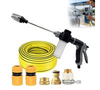 Nettoyeur Haute Pression, Pistolet de Nettoyeur Haute Pression Portable avec Buse Multi-Angle de Tuyau pour Voiture, Gouttière, Terrasse, Nettoyage des Vitres 1 Tuyau de 15 m)