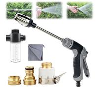 Nettoyeur Haute Pression Portable, Lance Haute Pression pour Tuyau d'Arrosage, Turn Any Hose Into a High-Pressure Water Jet, pour Gouttière, Terrasse, Voiture, Animal Domestique (Plastique)