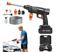 Nettoyeur Haute Pression Portable | Nettoyeur sans Fil Rechargeable Portable | Machine de Nettoyage Électrique avec Flexible de 5m pour Lavage Voiture Baignoire Animaux Sol