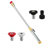 Nettoyeur haute pression pour tuyau d'arrosage - Bouton de commande d'équipement réglable | Lance haute pression avec attache rapide et 3 buses | Pour lavage de voiture, verre, terrasse, nettoyage ext