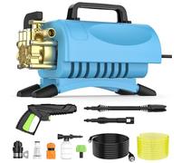 Nettoyeur Haute Pression, Puissance de 1000 W, Pression : Max. 50 Bar,Débit : 300 l/h, Surface : 30 m²/h, Filtre à Eau, Poids : 5.3 kg, Flexible et Pistolet Haute Pression, Rotabuse, Lance