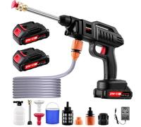 Nettoyeur Haute Pression Puissant 80 Bar, sans Fil et Autonome - Kit Complet avec 2 Batteries, Buse 6 en 1 et Tuyau de 5mètres