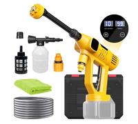 Nettoyeur Haute Pression sans Fil, 100 Bars, Compatible avec Les Batteries Makita, avec Tuyau de 10 m et Buse Multifonction 6 en 1, 10 Niveaux de Pression, pour Voiture et Jardin (sans Batterie)