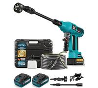 Nettoyeur Haute Pression sans Fil 120 Bar, 2X Batterie 4,0Ah, 1500W Moteur | 4 niveaux de pression, écran LCD, débit jusqu’à 600 L/h, buse 6-en-1 et tuyau de 5 m pour voiture, terrasse et jardin (Bleu)