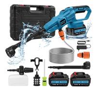 Nettoyeur haute pression sans fil, 120 bar, pistolet à eau mobile haute pression avec 2 batteries, buse multifonction 6 en 1, buse rotative à 180°, 3 niveaux de réglage, tuyau de 5 m, chaudière