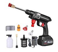 Nettoyeur Haute Pression sans Fil, 1500W, Machine De Lavage De Voiture Rechargeable, Machine De Lavage De Voiture Rechargeable De 30000mAh pour Le Nettoyage De Jardin De Maison De Voiture (Noir)