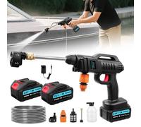 Nettoyeur haute pression sans fil, 21 V, 62 bars, mobile, avec 2 batteries, buse multifonction 6 en 1, tuyau de 5 m, chaudière filtrante, portable, pour voiture, jardin