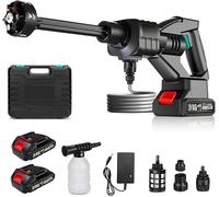 Nettoyeur haute pression sans fil 21 V max 60 bar avec 2 batteries, Manguera de 5 m, Boquilla réglable 6 en 1, portable, pour voiture, terrasse, fenêtre, piscine
