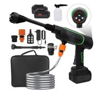 Nettoyeur haute pression sans fil 21V - 6-en-1 buse, 30 bars, 2 batteries, 3 modes, compatible Makita, jardin & voiture