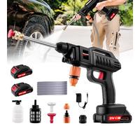 Nettoyeur Haute Pression sans Fil, 21V 60 Bar Mobile Nettoyeurs Haute-Pression avec 2 Batteries, Buse Multifonction 3 en 1, Tuyau de 5 m, pour Voiture, terrasse, fenêtre